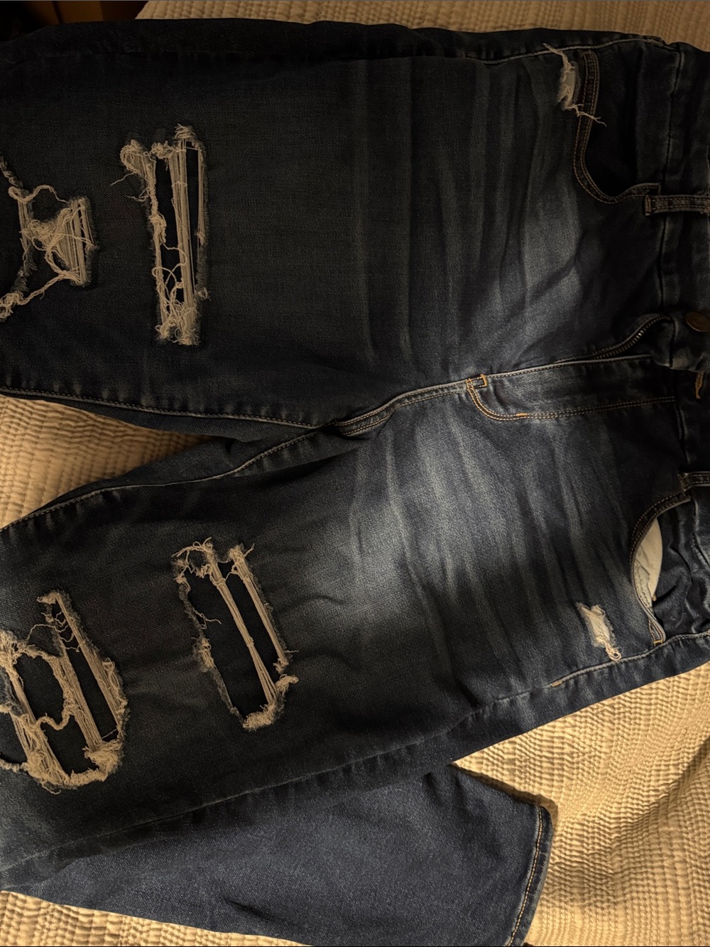 American Eagle Outfitters Dark Blue Distressed Jeggings